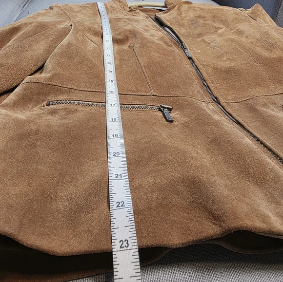 Alfani Women's Brown Suede Leather Zip-Up Jacket – Boho Classic Chic - Size M - Picture 15 of 15